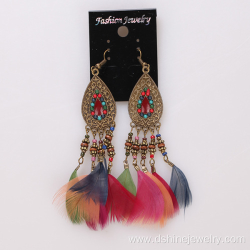 Retro Handmade Feather Indian Earring Jewellery For Women